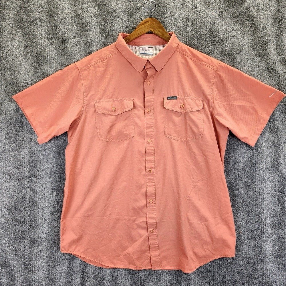 Columbia Shirt Men's XL Coral/Pink Color Short Sleeve Breathable Casual Fishing